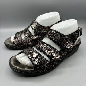 Helle Comfort Womens Sandals 39 Black Lace Adjustable Strap Comfort